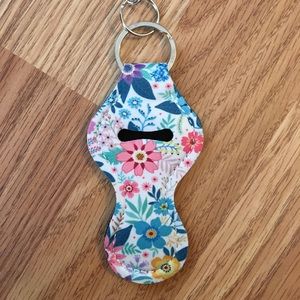 Floral Pattern Lip Balm Holder Keychain